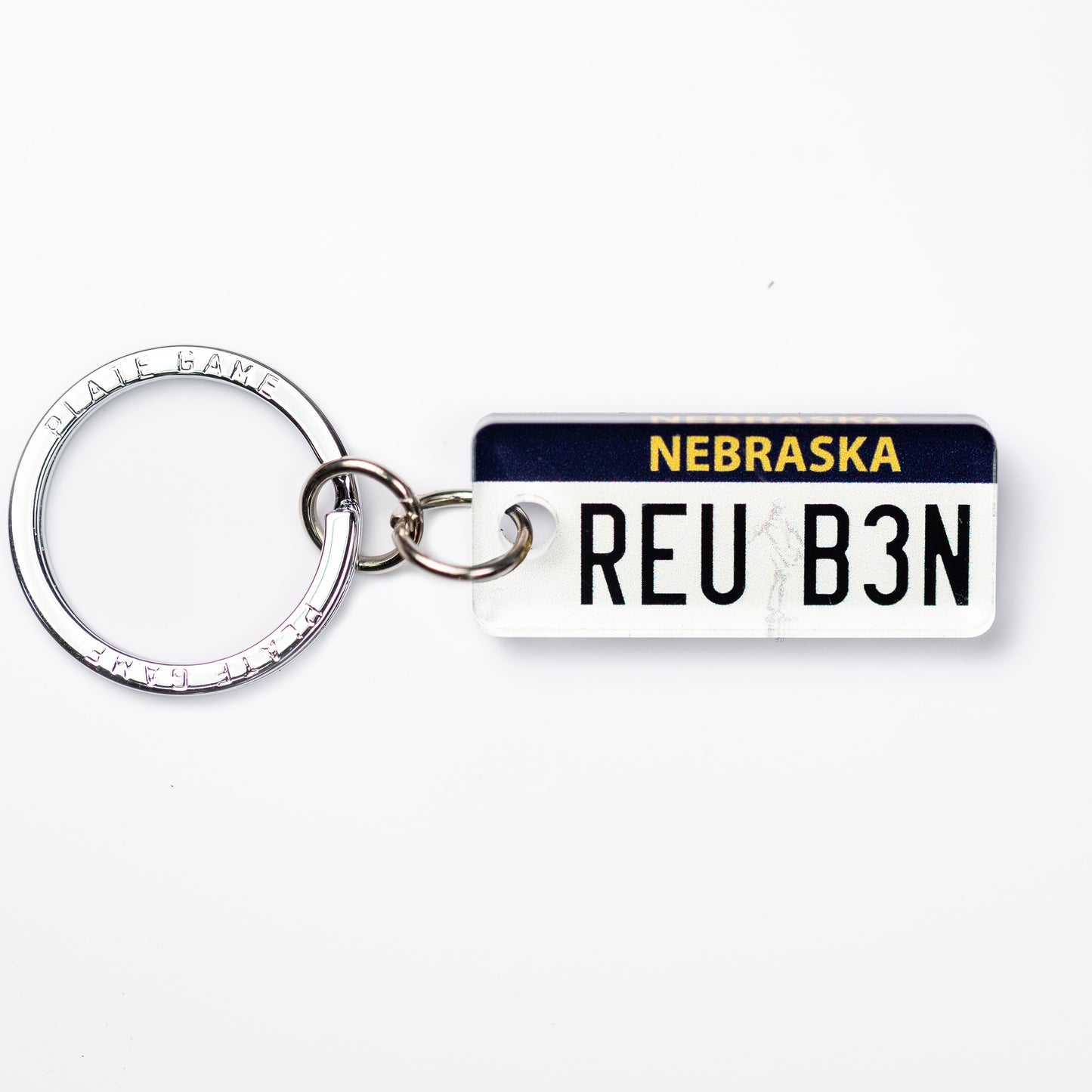 NEBRASKA 'NE' LICENSE PLATE CUSTOM KEYCHAIN